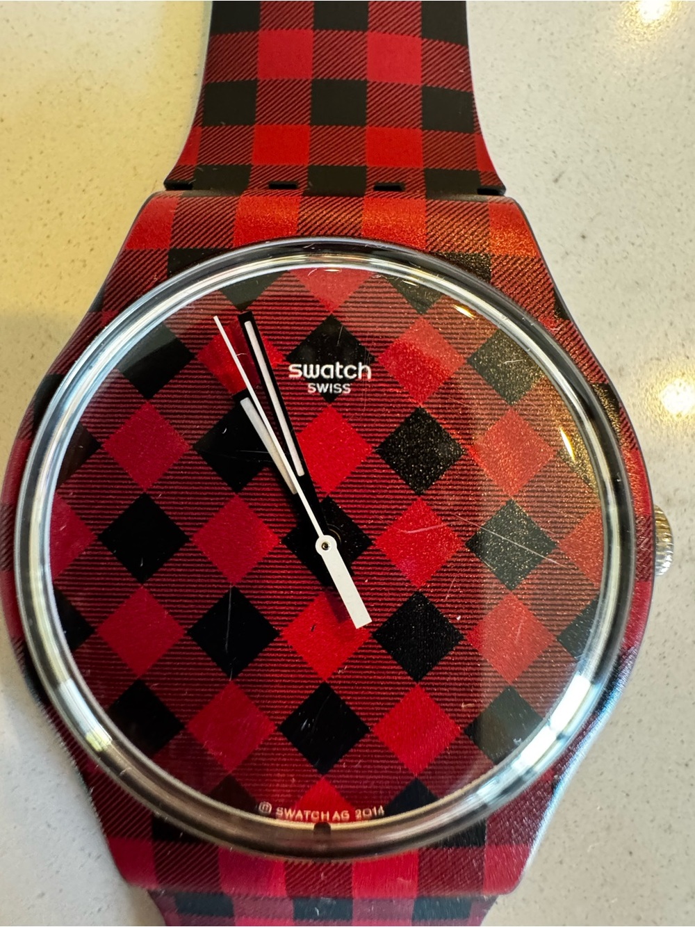 Swatch Adelboden Red and Black Plaid Watch - Picture 7 of 12